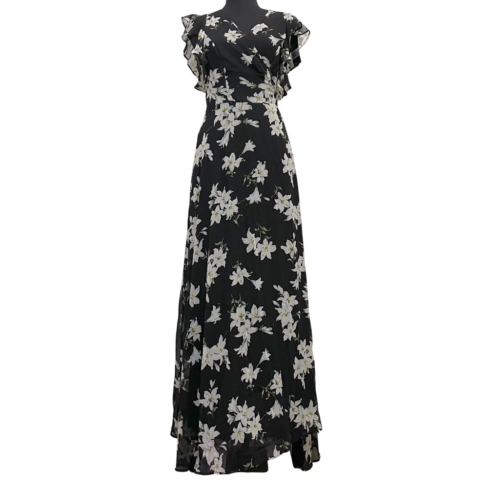 NEW Alloy Apparel Bella Floral Wrap‎ Maxi Dress Lily Black Med NWT Cottagecore